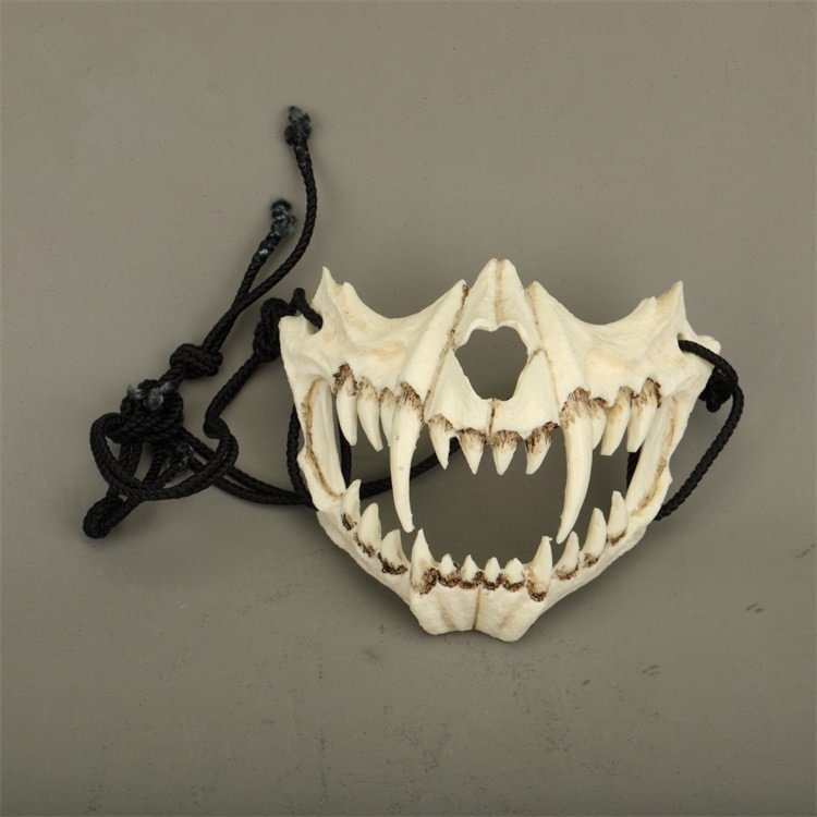 Party Mask Long Teeth Demon Samurai White Bone Mask Tengu Dragon Yaksa ...