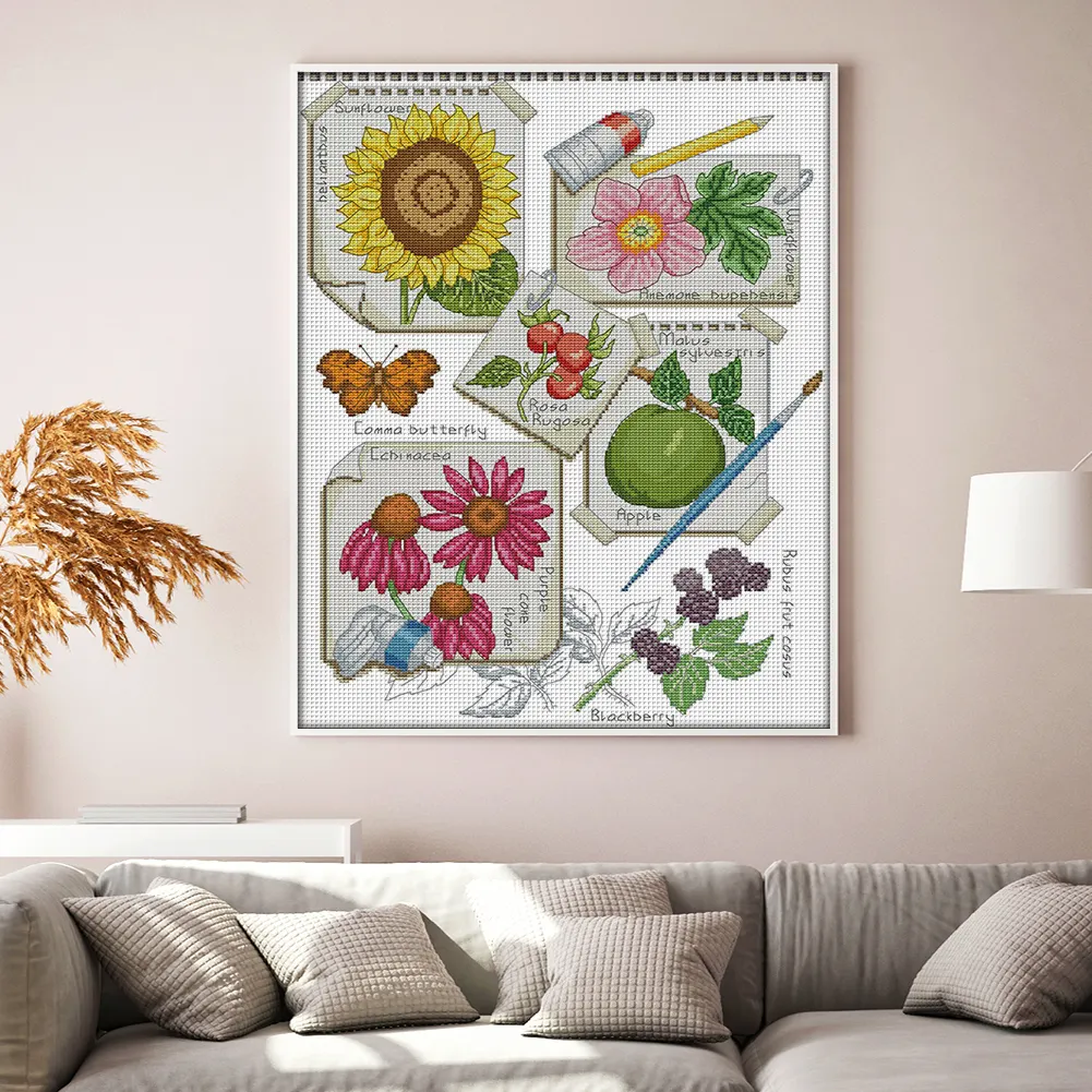 DIY Stamped Cross Stitch 14CT Partial Embroidery 37*50cm - Draw Autumn