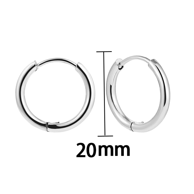 1 Pair Minimalist Solid Color Plating Stainless Steel Hoop Earrings