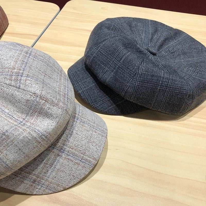 Women’s Lady Plaid Curved Eaves Newsboy Cap