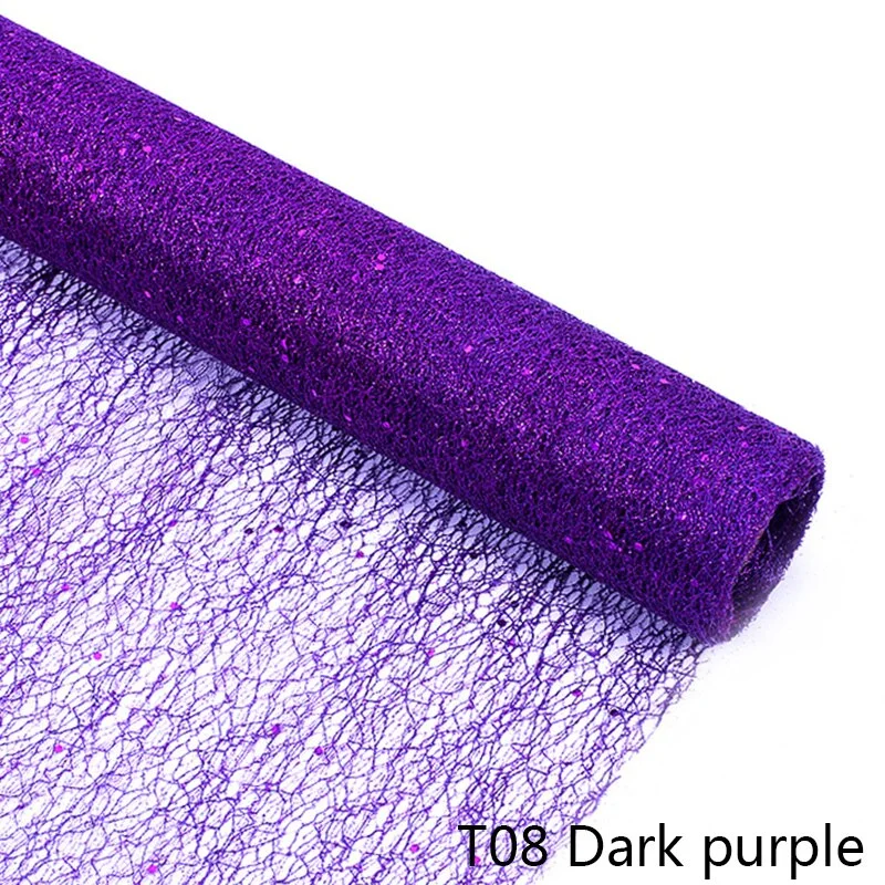 50cm*5Y Gold Wire Tissue Tulle Roll Spool Craft Wedding Party Decoration Bouquet Wrap Organza Sheer Gauze Element Table Runner