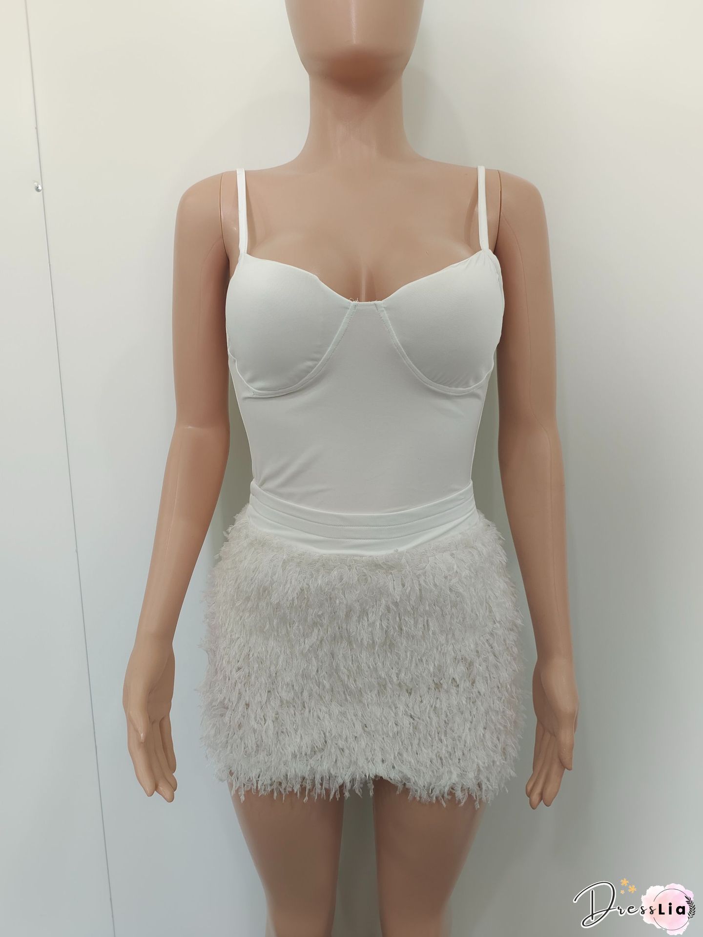 Stitching Feathers Strapless Tube Rompers