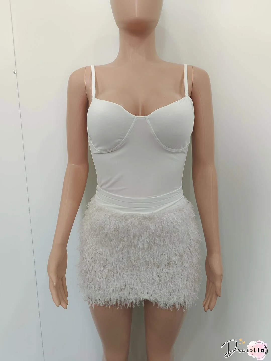 Stitching Feathers Strapless Tube Rompers