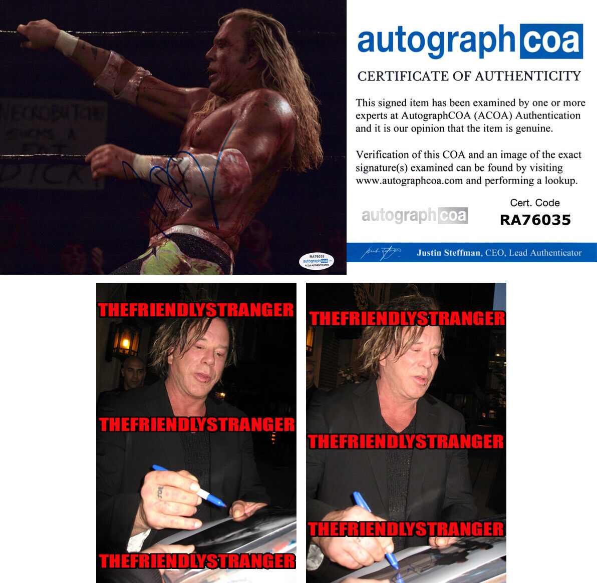 MICKEY ROURKE signed Autographed THE WRESTLER