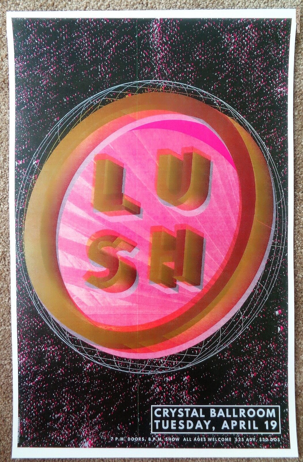 LUSH 2016 Gig POSTER Portland Oregon Blind Spot Concert