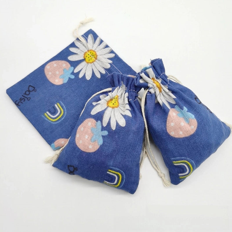 Printed Cotton Bag Cotton And Linen Drawstring Cloth Bag Mosquito Repellent Packaging Bag Jewelry Gift Storage Pastoral Style Small Bag