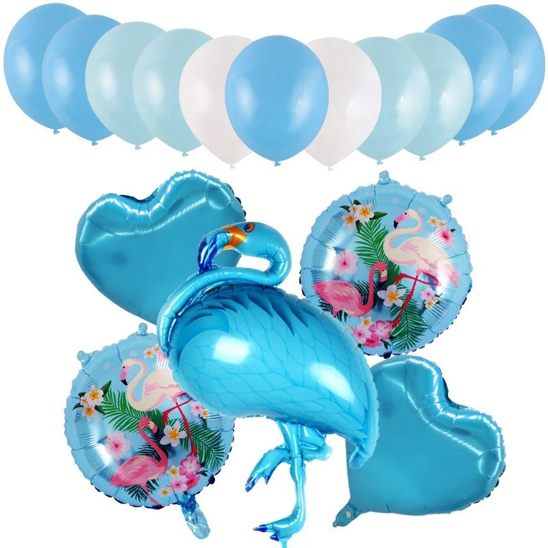 Hawaiian Party Balloon 18 inch Round Flamingo Aluminum Foil Balloon Flamingo Wine Glass Leaf Balloon Birthday Party Decoration