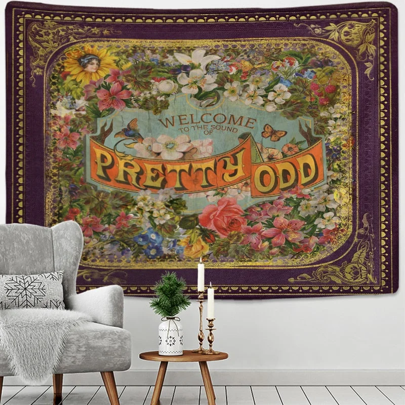 Retro Illustration Tapestry Wall Hanging Bohemian Style Hippie Tapiz Art Aesthetics Living Room Home Decor