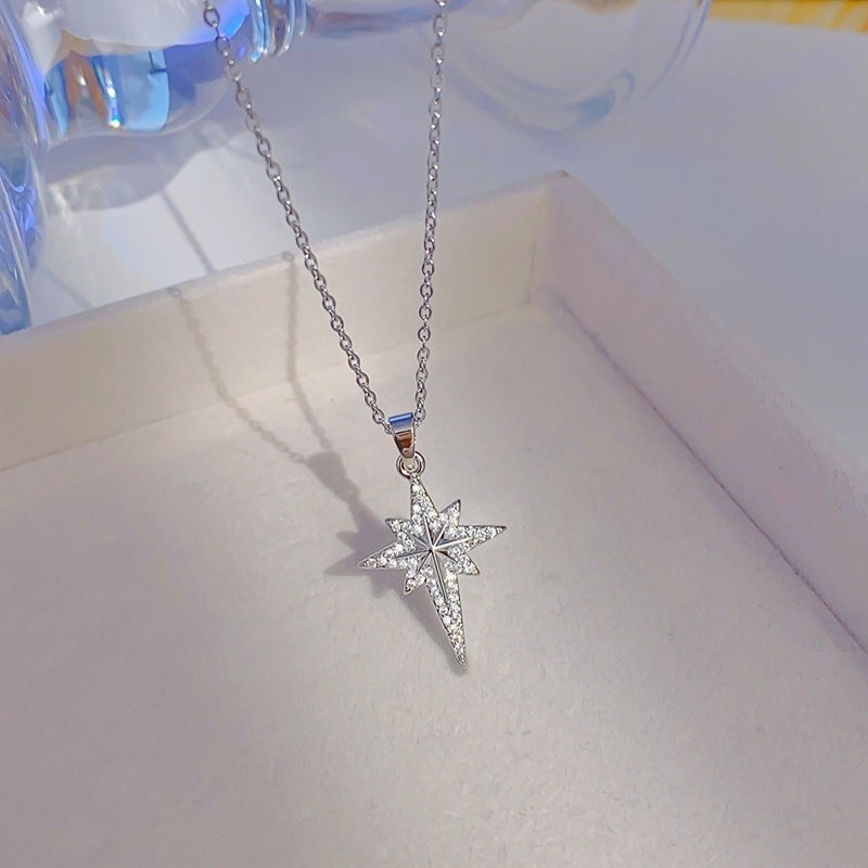 Elegant Glam Star 304 Stainless Steel Copper Zircon Inlay Pendant Necklace