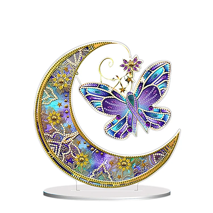 Double Side Special Shaped Moon Butterfly Desktop Diamond Painting Art Kits gbfke