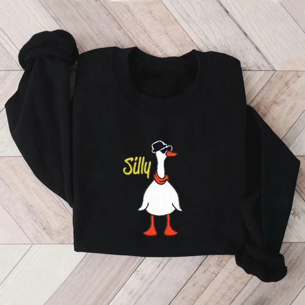 Silly Goose Embroidery Design Sweatshirt socialshop