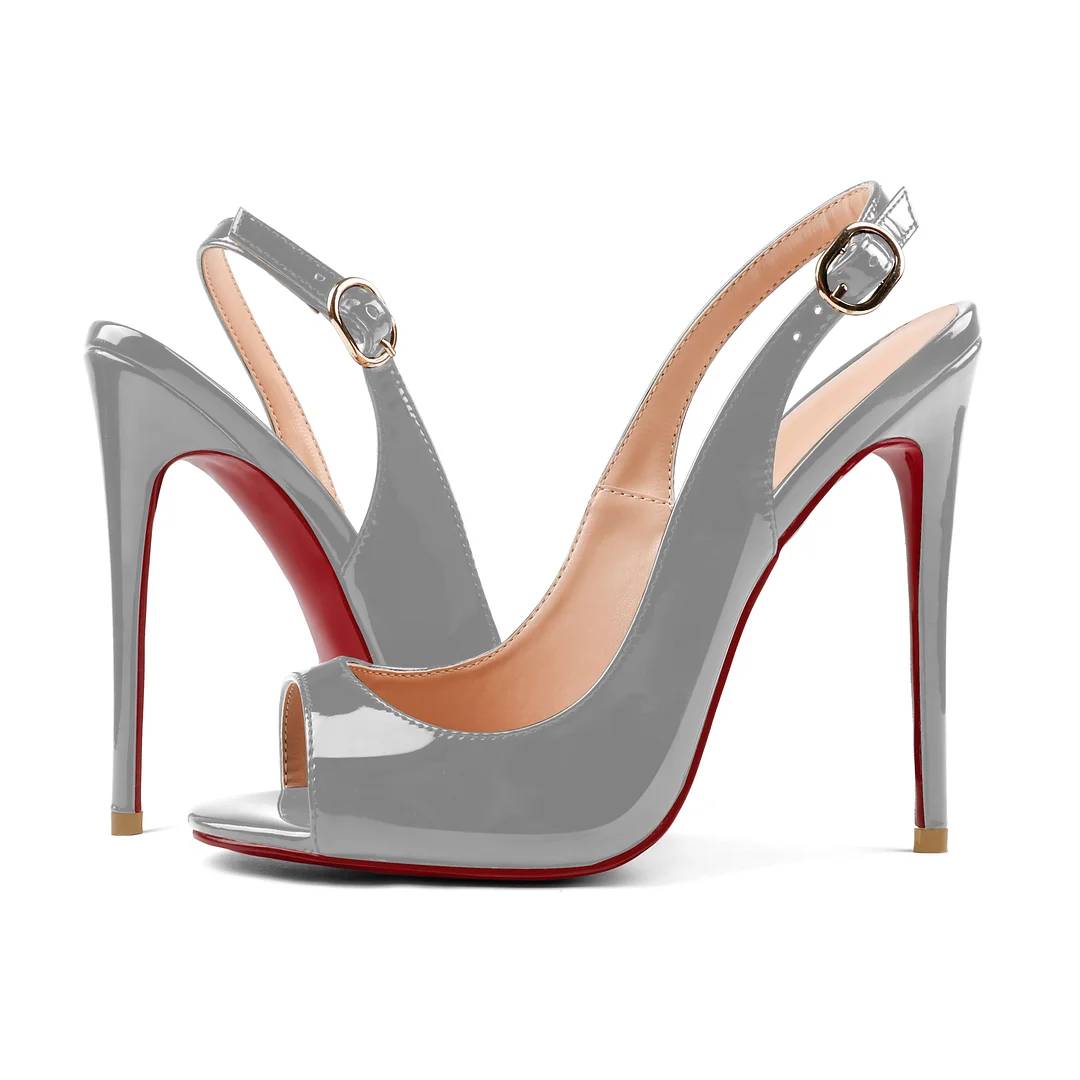 100mm/120mm Women's Open Toe Leaky Heel Red Bottom High Heels Stiletto Shoes-MERUMOTE