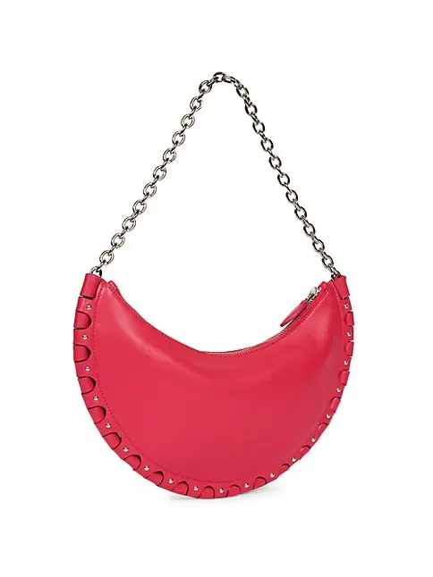 Ala&iuml;a Half Moon Leather Chain Shoulder Bag