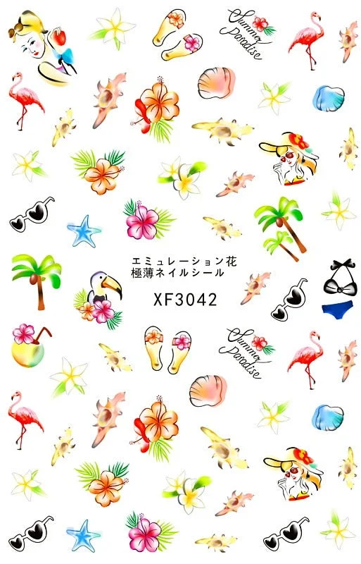 Under The Sea Nail Art Stickers Decoration Back Glue Self Adhesive Decal 3D Nail Sticker Manicure Tropical Fish Nail Design Foil