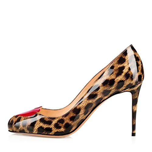 Leopard Print Heels Round Toe Pumps 3 Inch Stiletto Heels |FSJ Shoes