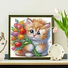 Diamond Painting-DIY Crystal Rhinestonet Flower Cat