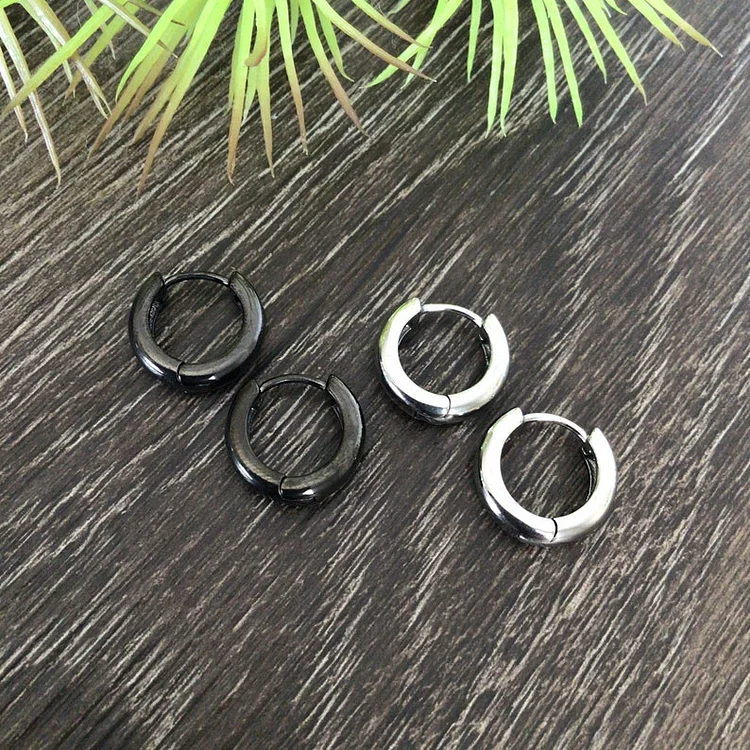 Simple Black Hoop Earrings