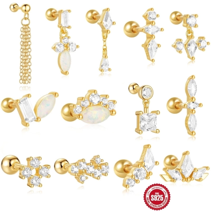 1 Piece Ear Cartilage Rings & Studs Casual Minimalist Geometric 925 Sterling Silver Plating Ear Cartilage Rings & Studs