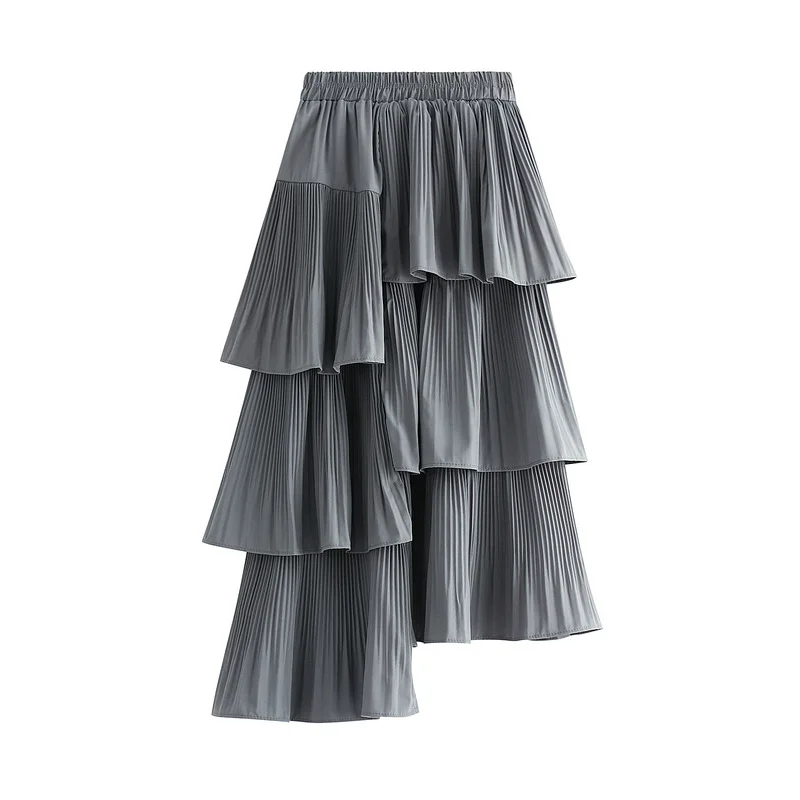 Nigikala Nigikala And Winter Korean Version Asymmetrical Folded Cake Dress Girl With Long Lotus Leaves Side Irregular Skirt 8255