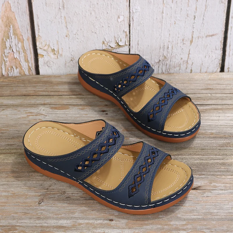 Breakj Breakj Summer New Women's Thick-Bottomed Slippers Large-Size Fish Mouth Thick Bottom Beach Slippers