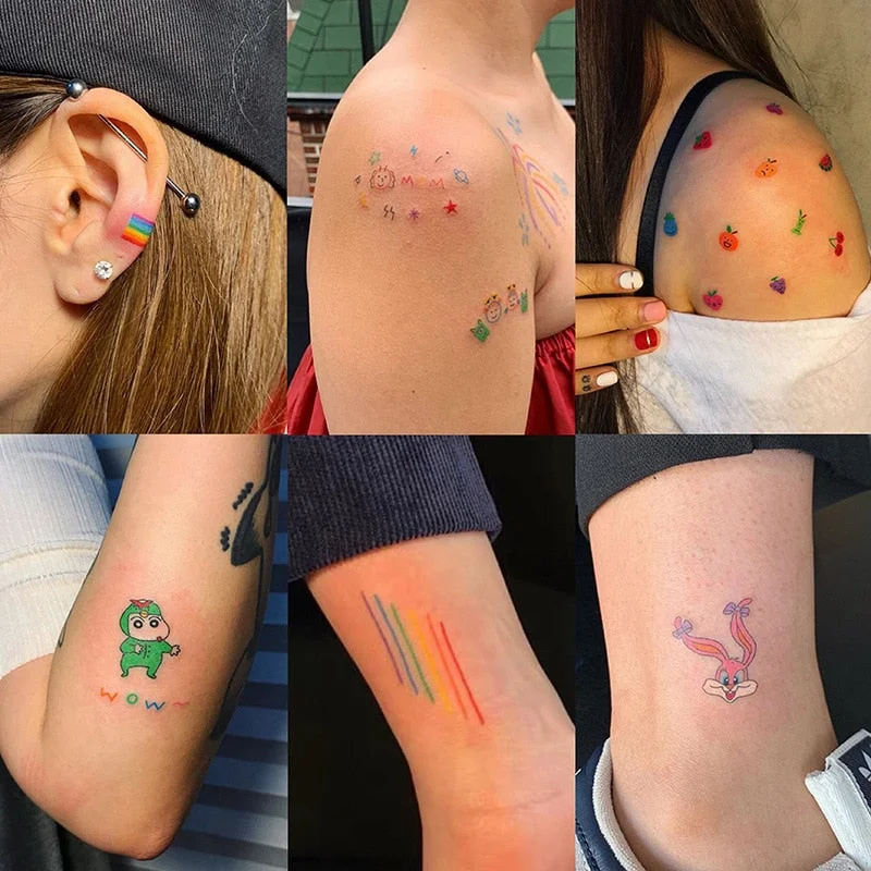 30 Sheets Cute Litter Bear Temporary Tattoo Kid Adult Face Tattoos Face Body Arm Art Waterproof Tatoo Sticker For Men Women