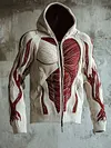 Men's Body Muscle 3D Pattern Print Casual Zipper Plus Size Knitted Hooded Jacket Coat