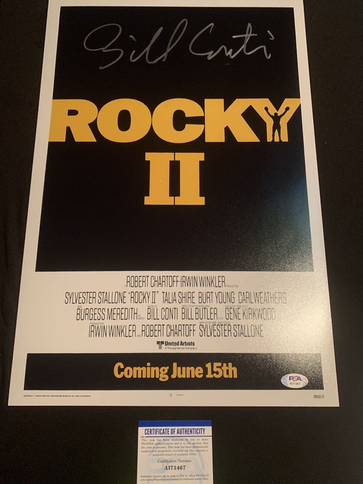 bill conti signed 12x18 Rocky 2 Movie Photo Poster painting Psa/dna Coa