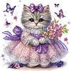 Petit chaton avec bouquet-partiel spécial diamant peinture-30*30cm