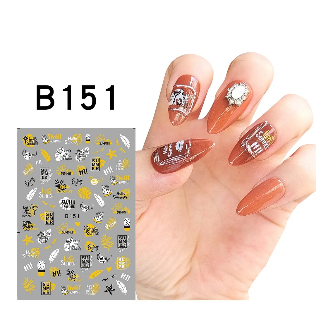 1Pcs Iridescent Silver Laser Snowflakes 3D Nail Stickers Leaves Flowers Summer Self Adhesive Transfer Sliders For Manicures Tips-Nail Inspo