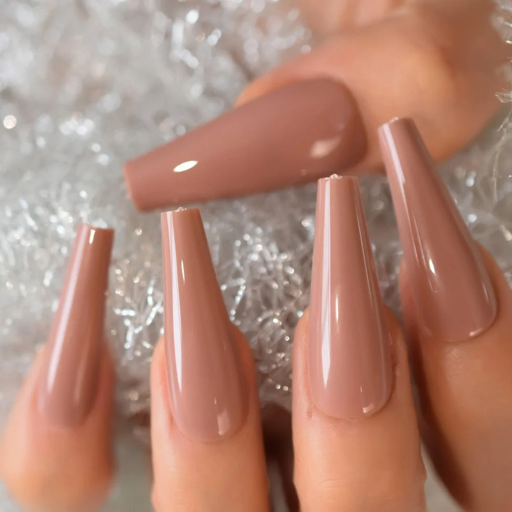 Black Fingernails Super Extra Long Coffin Slim Fake Nails For Women Matte Acrylic Nail Tips DIY Wholeslae Supplies Manicure-Nail Inspo