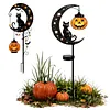 Solar Powered Black Cat & Pumpkin Moon Stake Light Weatherproof Moon Cats LED Stakes Light Auto On/Off Halloween Decorations Solar Lamp for Outdoor Patio Pathway Yard Lawn Decors
