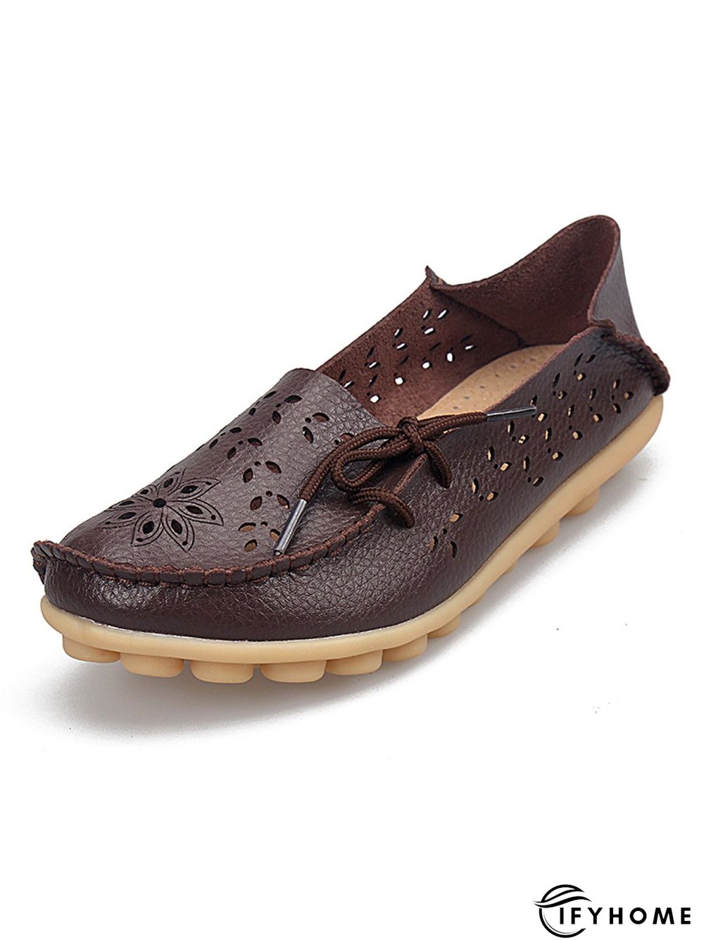 Cowhide Hollow Lace-up Portable Shoes | IFYHOME
