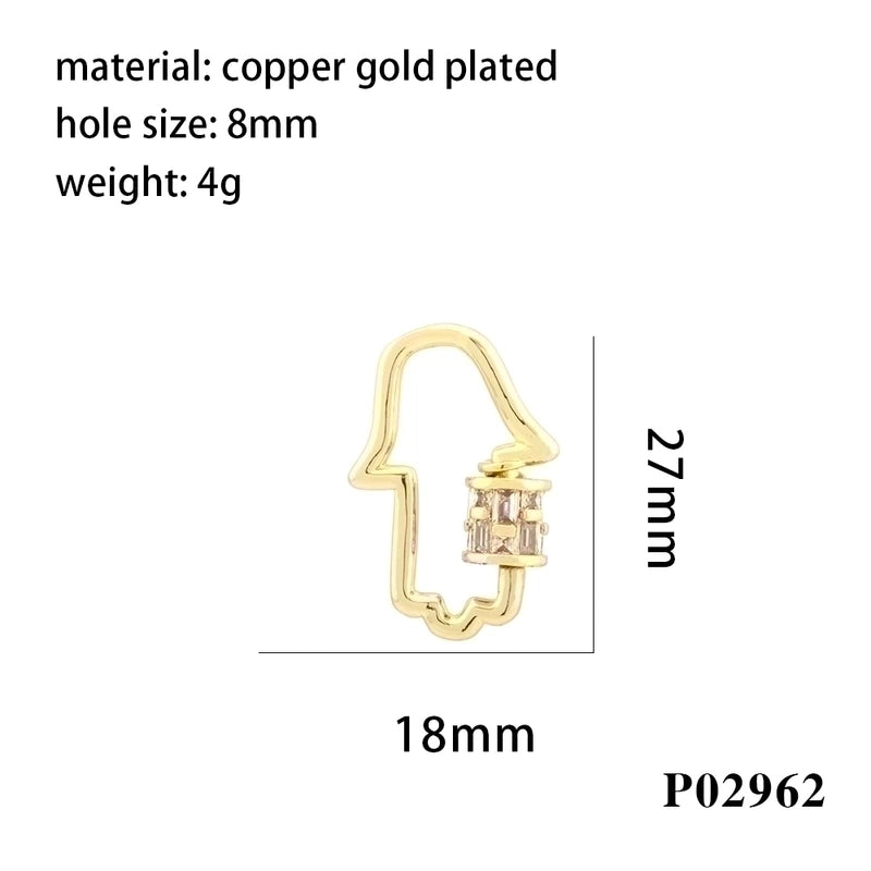 Minimalist Heart Shape Eye Butterfly Copper Enamel Plating Inlay Zircon 18k Gold Plated Charms