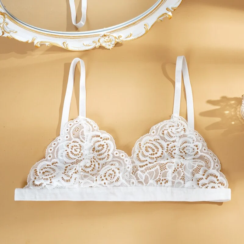 Sexy Woman Bra Floral Lace Bra Wire Free Bralette Female Unlined Breathable Lingerie Ultra-Light Adjustable Brassiere Hot 1/2pcs