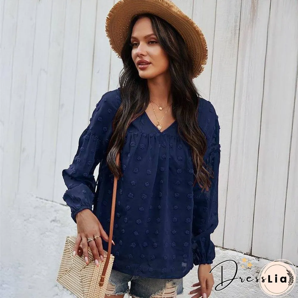 Spring New chiffon blouse women fashion neck full sleeve summer shirt tops for casual