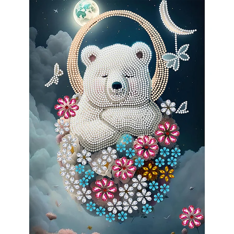 Fantasy-Moonlight White Bear - Special Shaped Drill Diamond Painting - 30*40CM(Canvas)