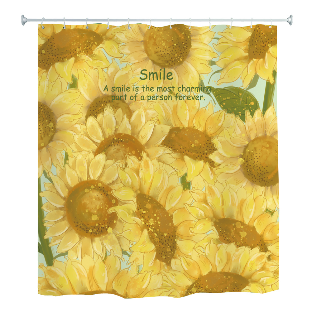 

Sunflower Printed Shower Curtain Waterproof Bathing Cover with 12 Hooks (A, 501 Original