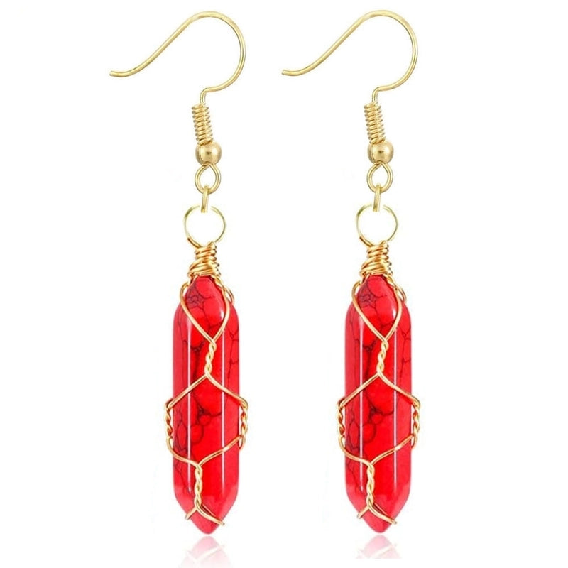 1 Pair Casual Minimalist Geometric Natural Stone Crystal Iron Drop Earrings