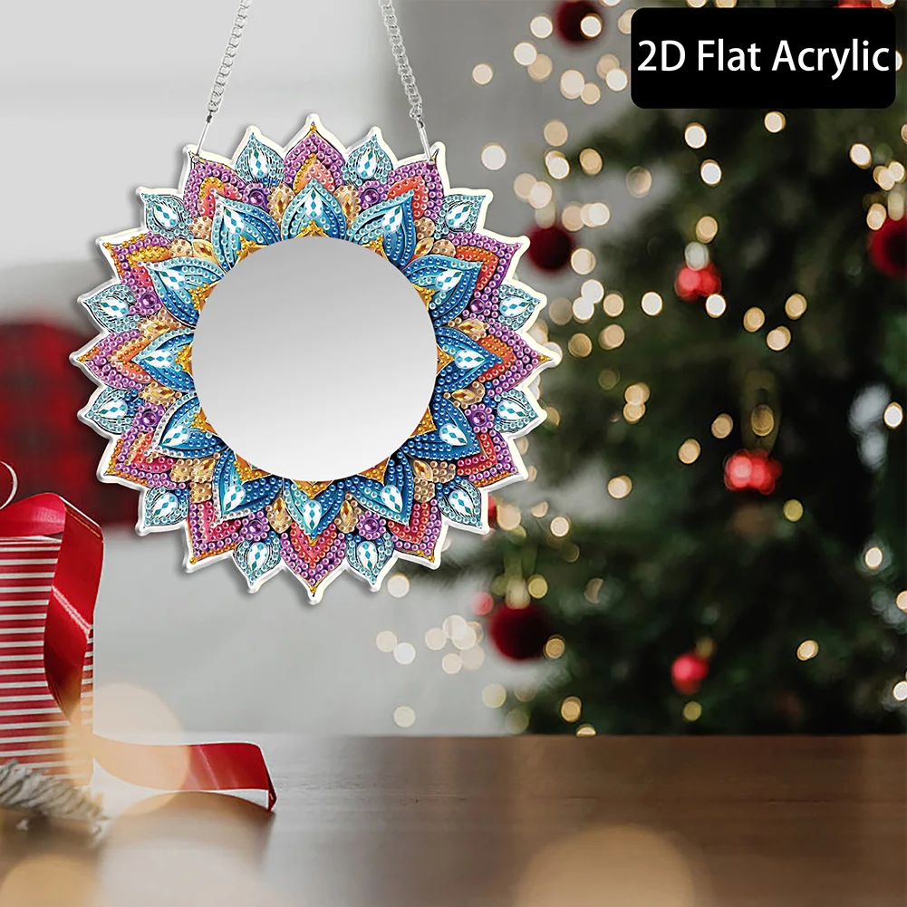 Mandala DIY Diamond Painting Mirror Kit Diamond Art Makeup Mirror for Beginners