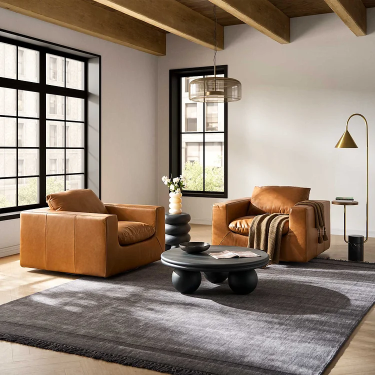 Dawson Leather Swivel Armchair