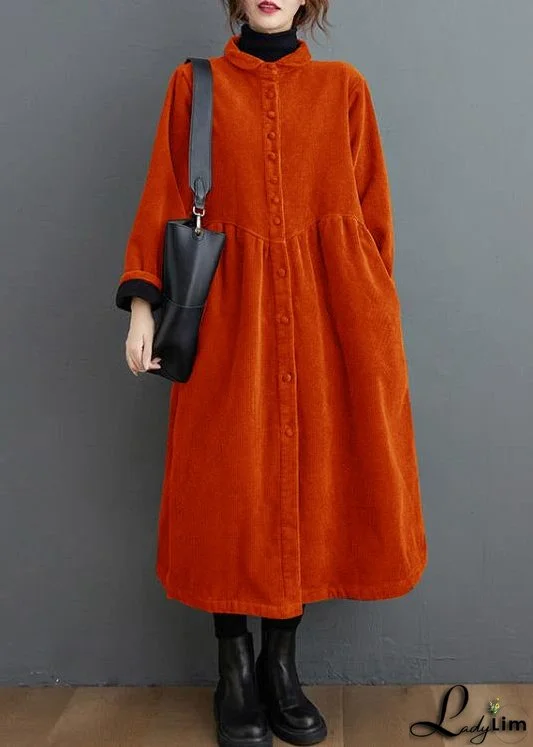 French orange corduroy coats Inspiration thick Cinched women coats ( Limited Stock)