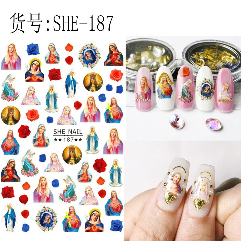 SHE-176 Sunflower Bear Cartoon Rose flower butterfly 3D Back glue Nail decal Nail sticker Nail decoration Nail art Nail ornament-Nail Inspo