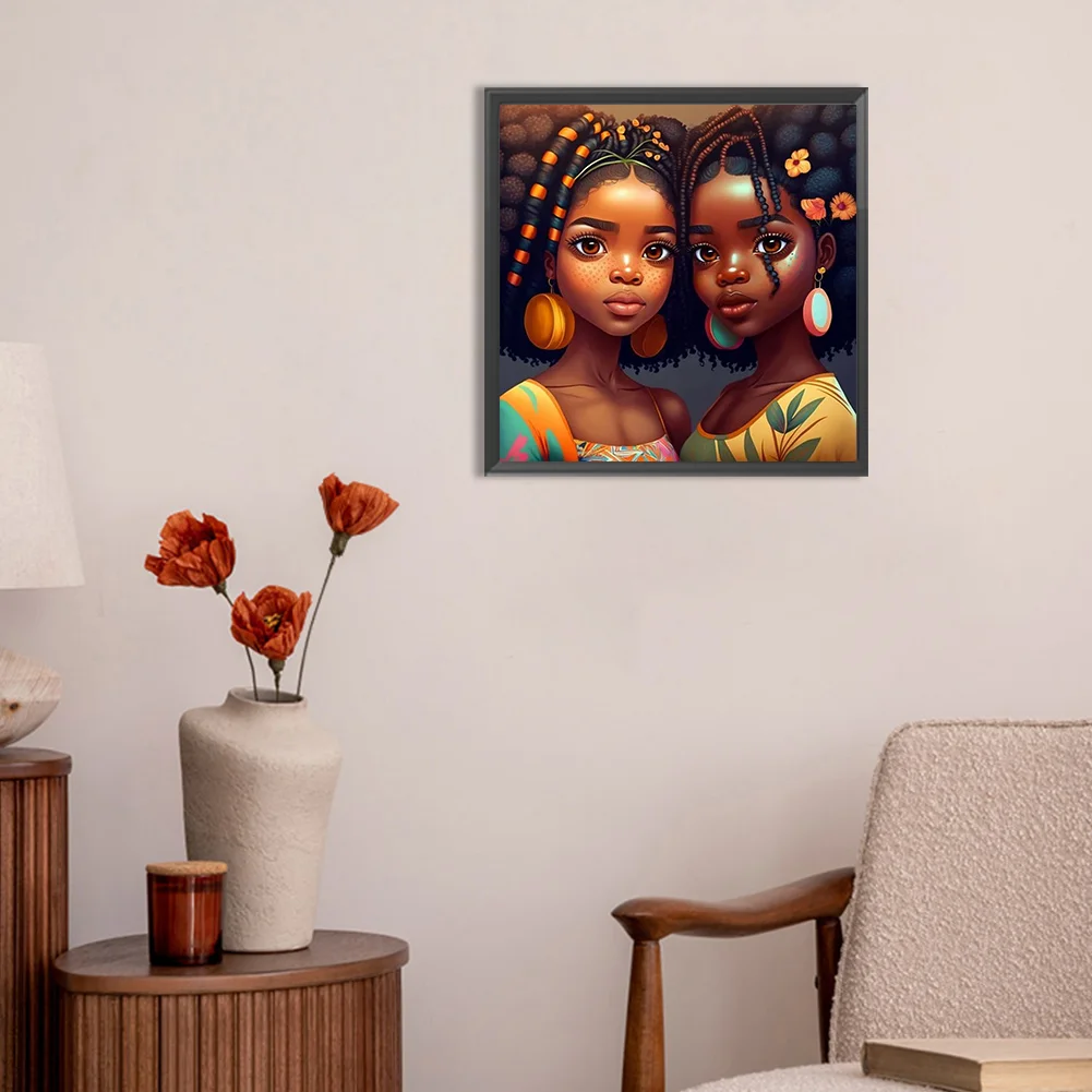 Diamond Painting - Full Round Drill - Black Girl(Canvas|30*30cm)