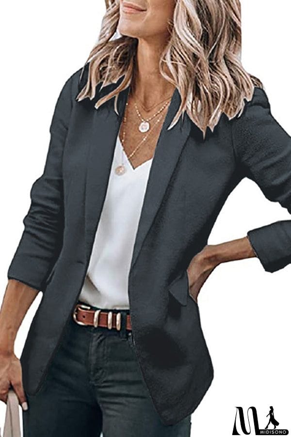 MidiSono - Casual Turndown Collar Coat