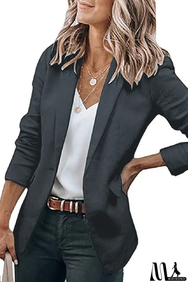 MidiSono - Casual Turndown Collar Coat