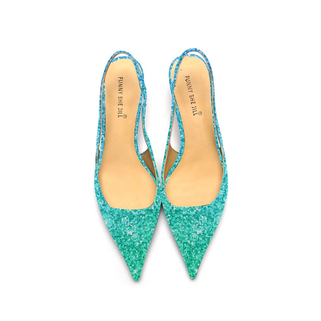 Glitter Indigo Kitten Heels Sexy Stiletto Pumps  Sparkly Ankle Pumps Dress Shoes for Women Nicepairs