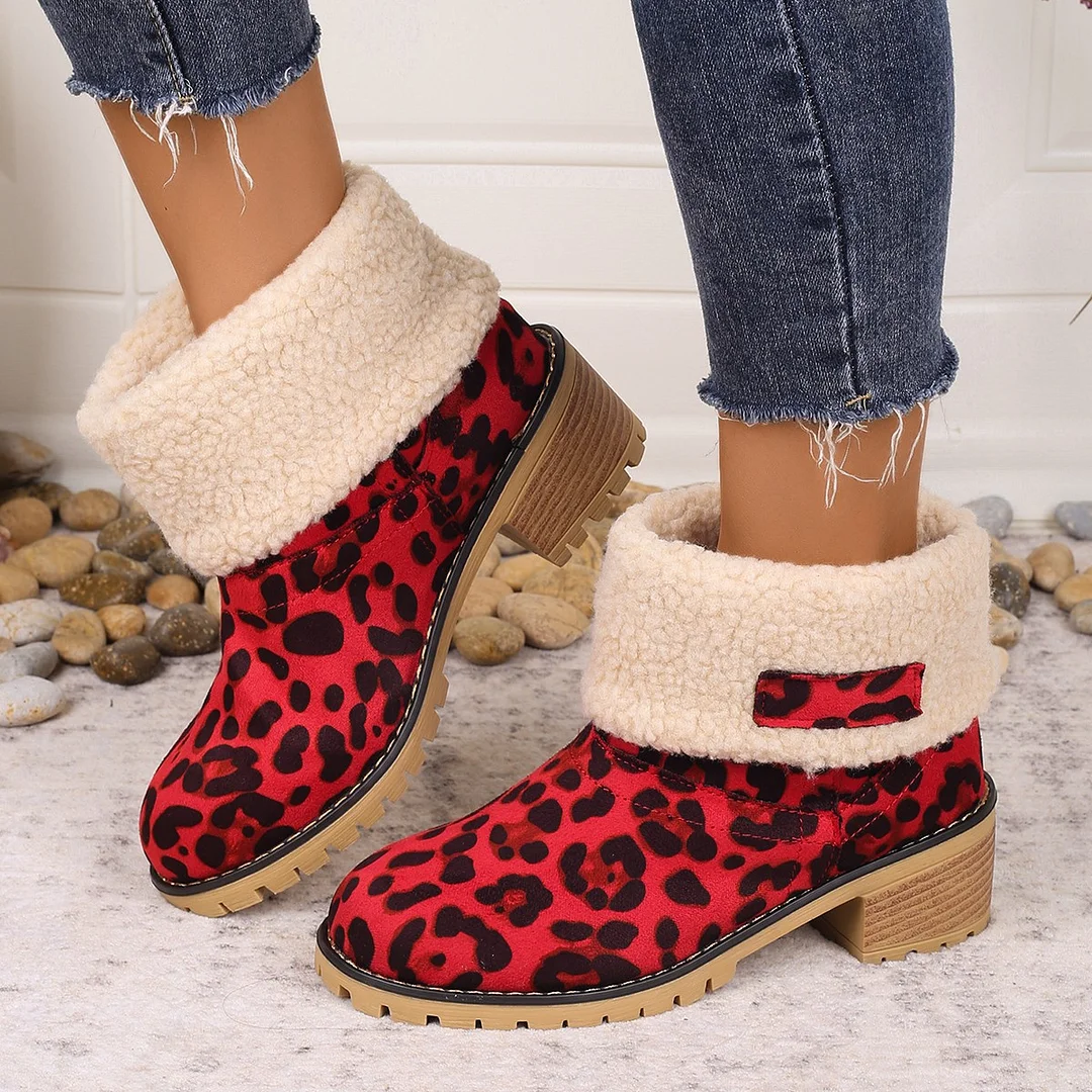 Qengg Qengg Boots New Autumn And Winter Plus Velvet Warm Two Wear Women's Boots Thick Heel Middle Boots Large Size Snow Boots Women