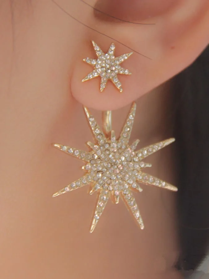 Women's Diamond Back Hanging Snowflake Stud Earrings socialshop