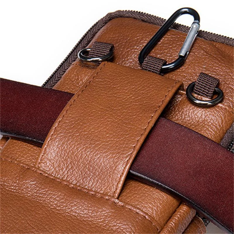 Men's Belt Bag Lightweight Retro Shoulder Bag Leather Crossbody Bag