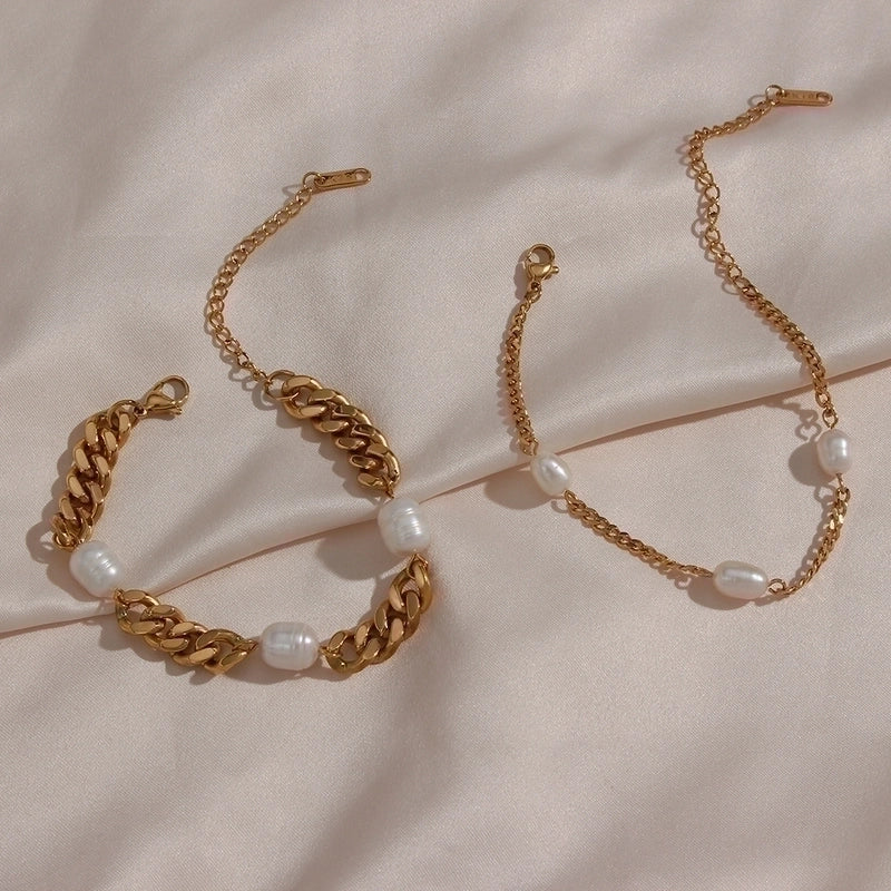 Fashion Geometric 304 Stainless Steel 18K Gold Plated No Inlaid Bracelets In Bulk